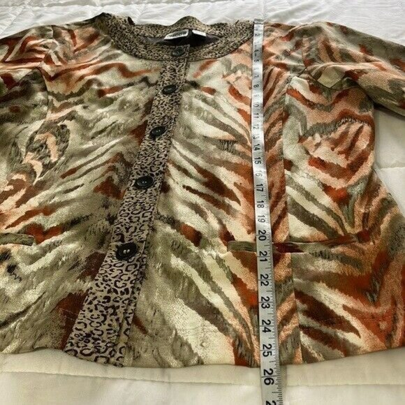 Chico's Jacket with Pockets, NWOT, Lined, Tan with Multicolor Animal Print, XL - Picture 9 of 9